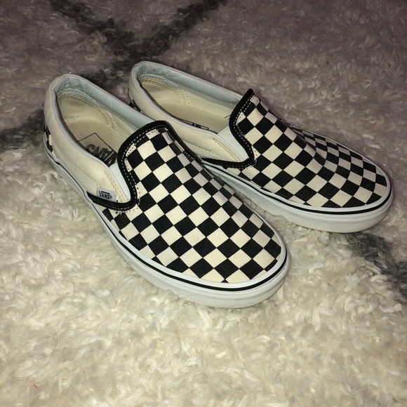 Vans Shoes - Vans Black and White Checkered Slide ons